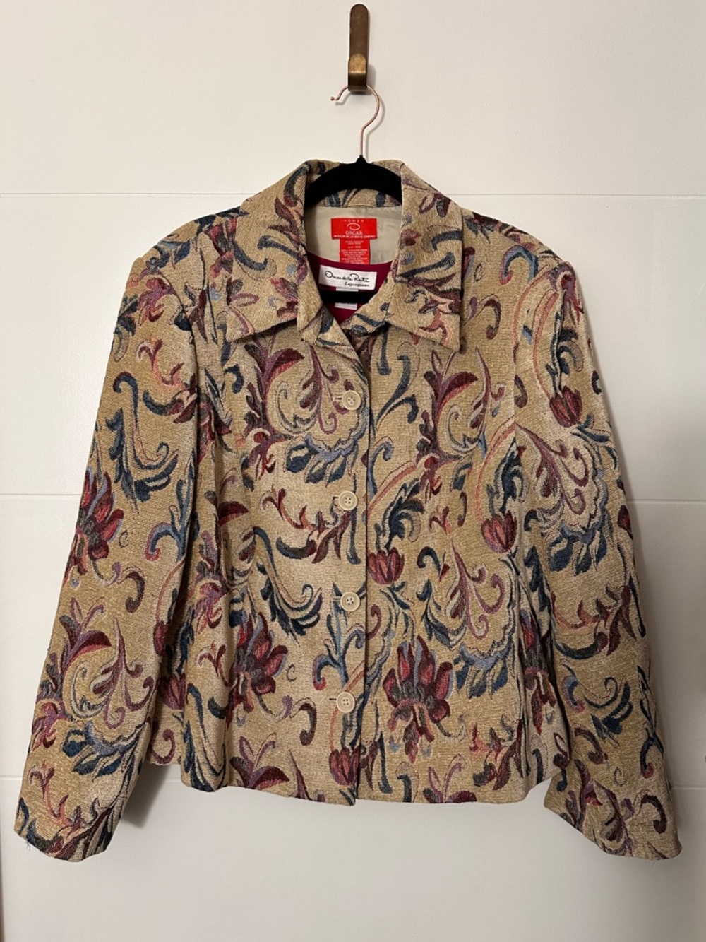 Oscar de la Renta Bundle Vintage Floral Tapestry Button-Front Jacket Size 18W
